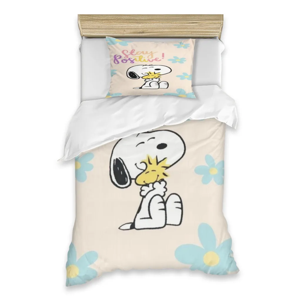 Snoopy Bed Sheets Set Comforter Quilt Cover Duvets Single Bedding