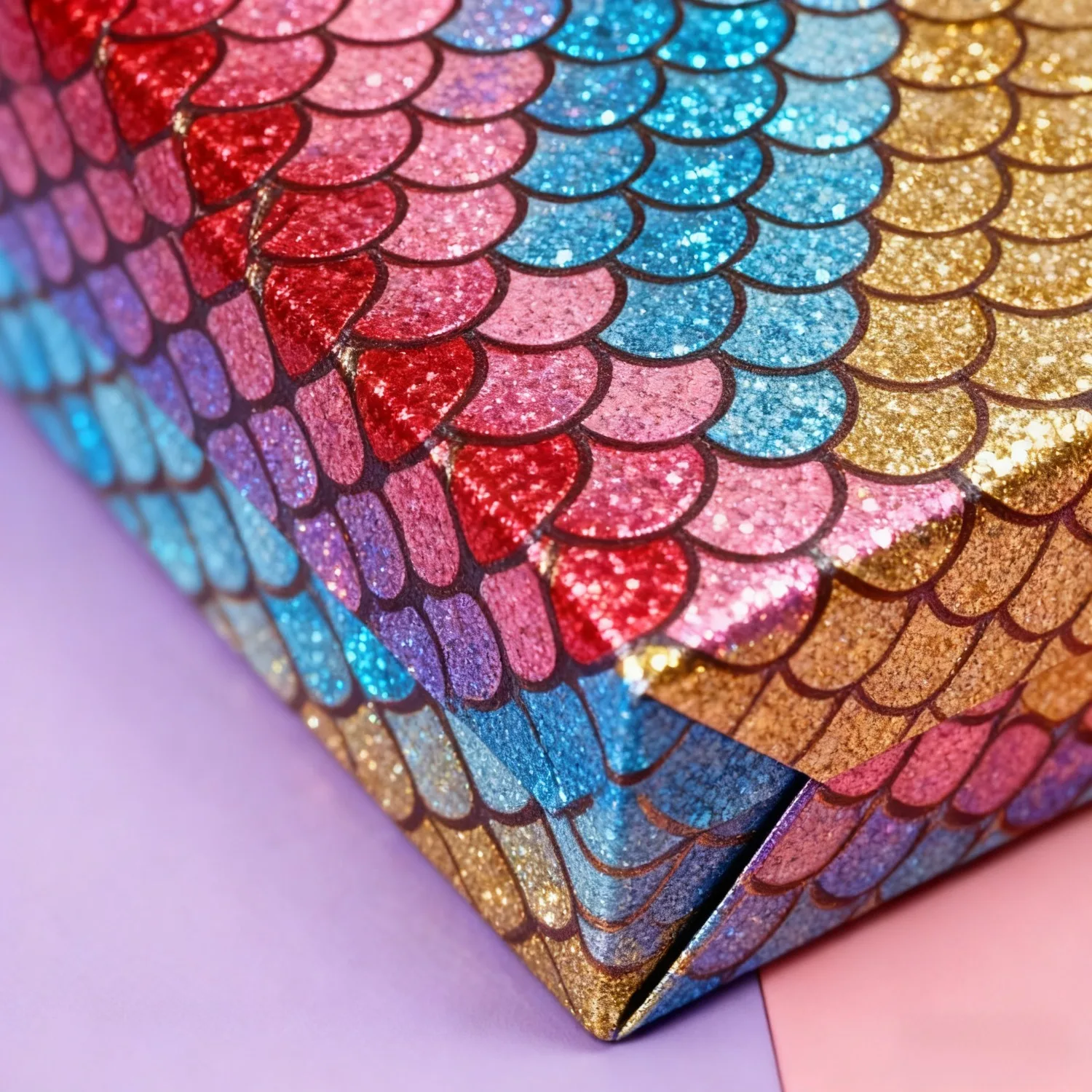 Meerjungfrauen-Geschenkpapier, Fischschuppen-Geschenkpapier - Recycelbares Papier, Geeignet für Geburtstage und Partys (43x300 cm) – Detail 4