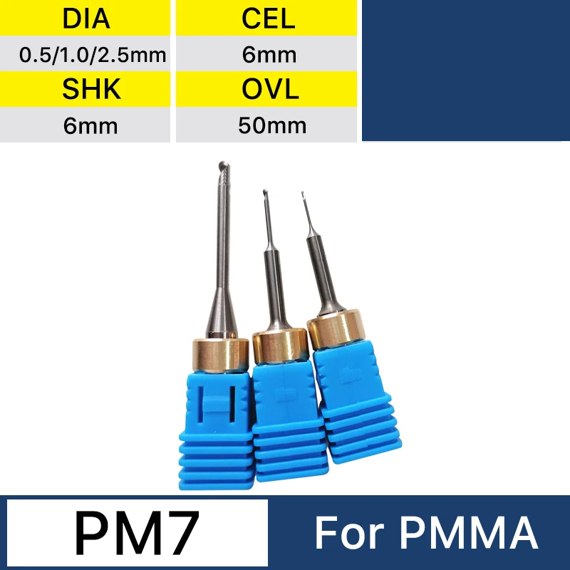 Dental PM7 Pmma Milling Bur Fresa Grinding Tools D6 For Pmma Disc