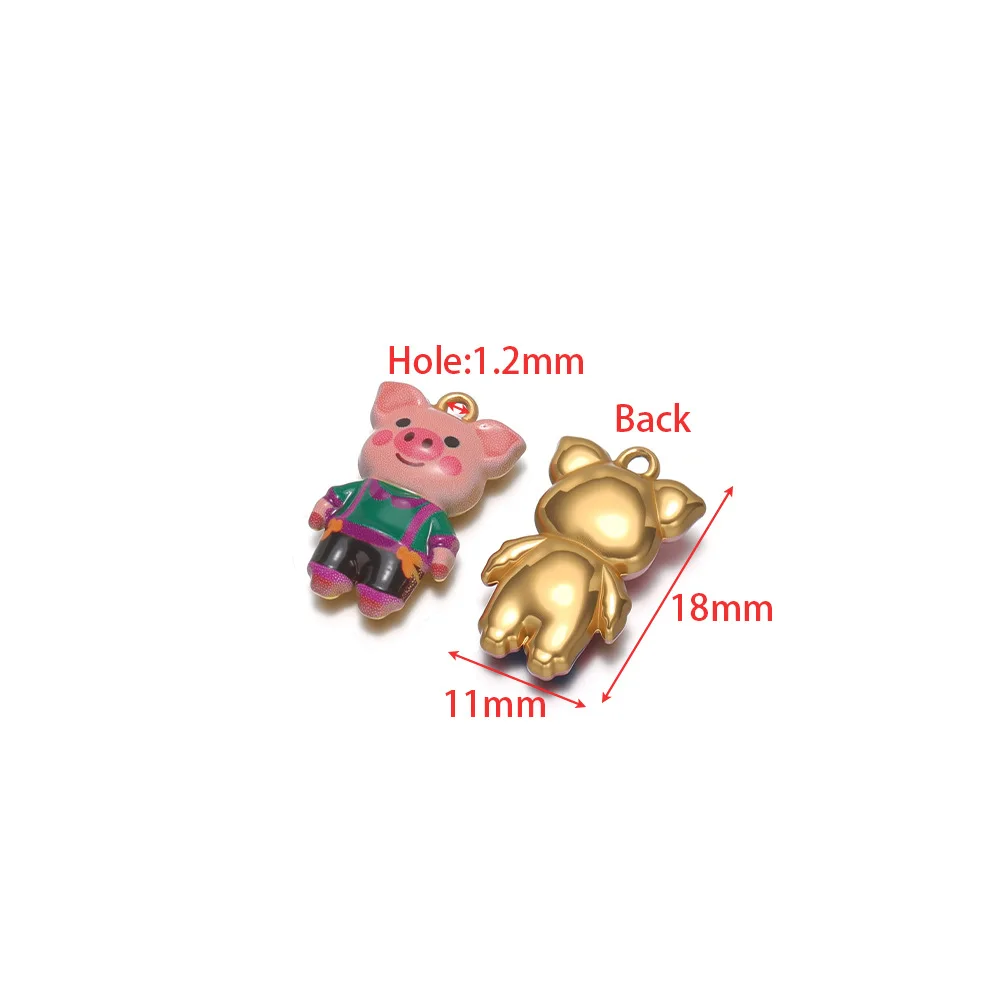 4pcs Stainless Steel Enamel Colorful Clothes Pig Charms Pendant for Jewelry Making DIY Necklace Earrings Keychain Accessories