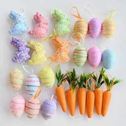 24/6pcs Painted Foam Easter Eggs Rabbit Hanging Ornaments Decoration for Home Easter Tree Pendants Basket Decor Gifts 2026
