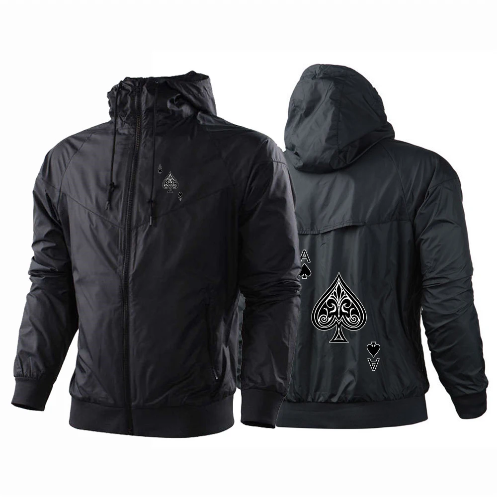 

2025 New Men Retro Spade A Printing Five-Color Windbreaker Spring And Autumn Harajuku Fashion Zipper Jacket Tops