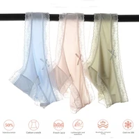 4PCS/Set Women Transparent Lace Panties Ultra Thin Breathable Briefs Female Comfortable Underwear Girls Bow Cute Sleep Lingerie 2