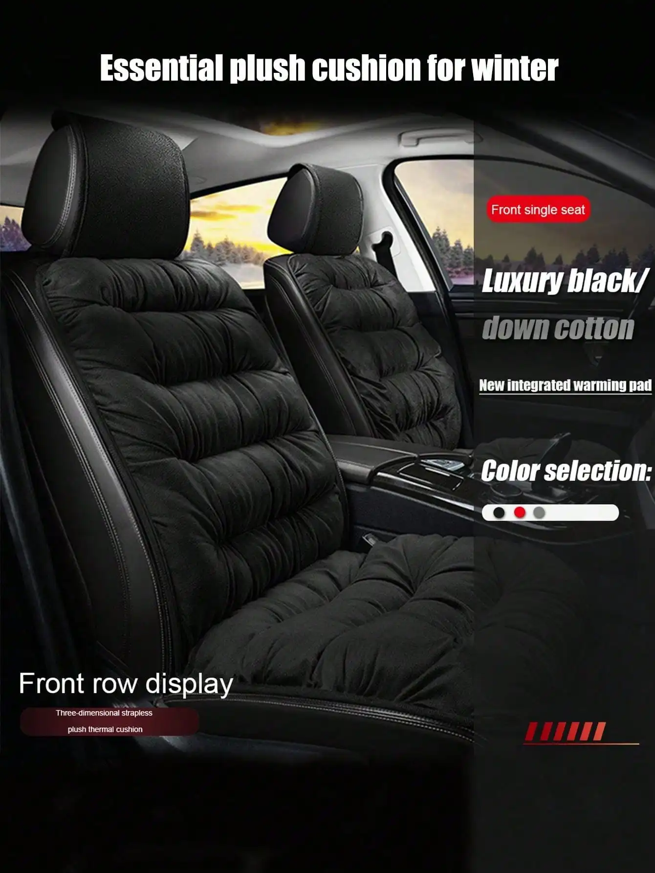 

1 шт. зимняя утолщенная теплая плюшевая подушка для автомобильного сиденья, цельная подушка для автомобильного сиденья со спинкой, ремешок - бесплатно, автомобильные аксессуары