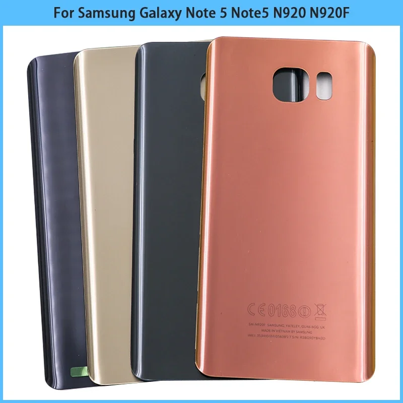 New For Samsung Galaxy Note 5 N920 N920F Battery Back Cover Rear Door Note5 3D Glass Panel Housing Case With Camera Lens Replace