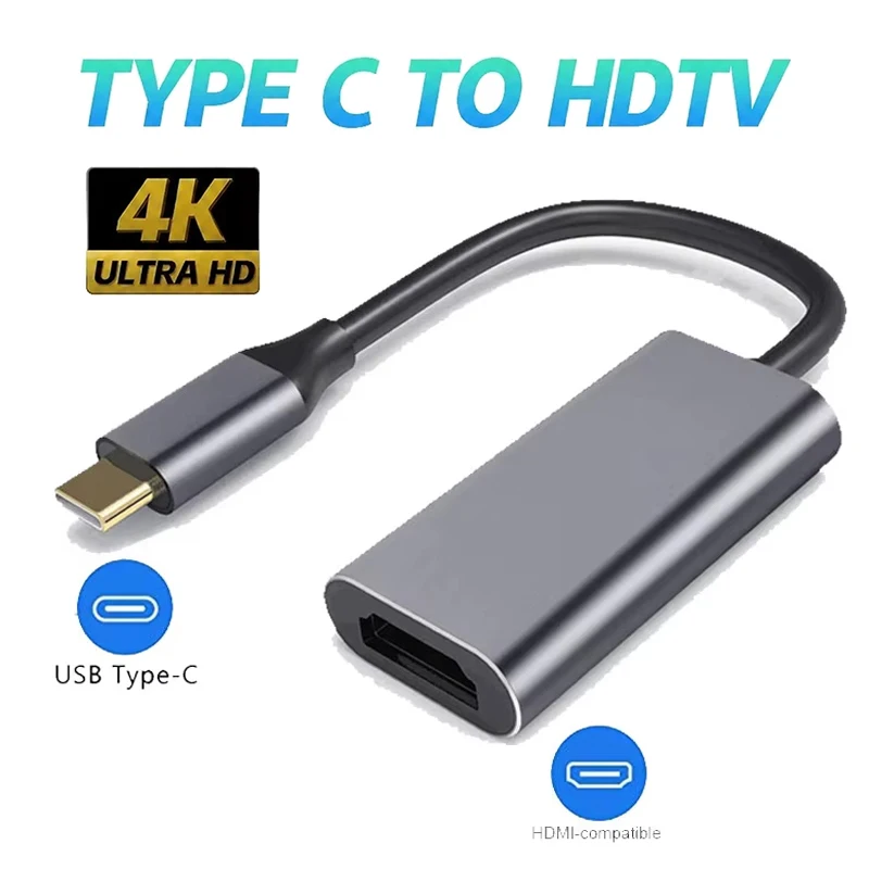 Type C to HDMI-compatible Cable Adapter USB C to HDTV Converter HD Type C to HDTV Cable Adapter For MacBook Laptop Xiaomi Huawei