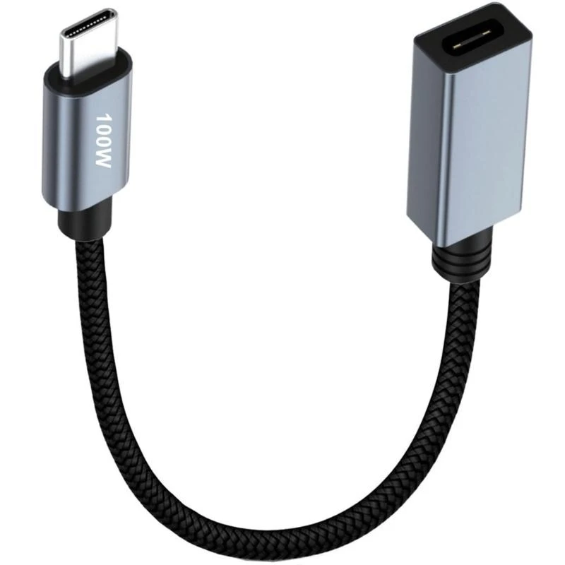 PD100W USB C Extension Cable for Fast Charging and Data Transfer 480Mbps Nylon Braided Line Marker Chip