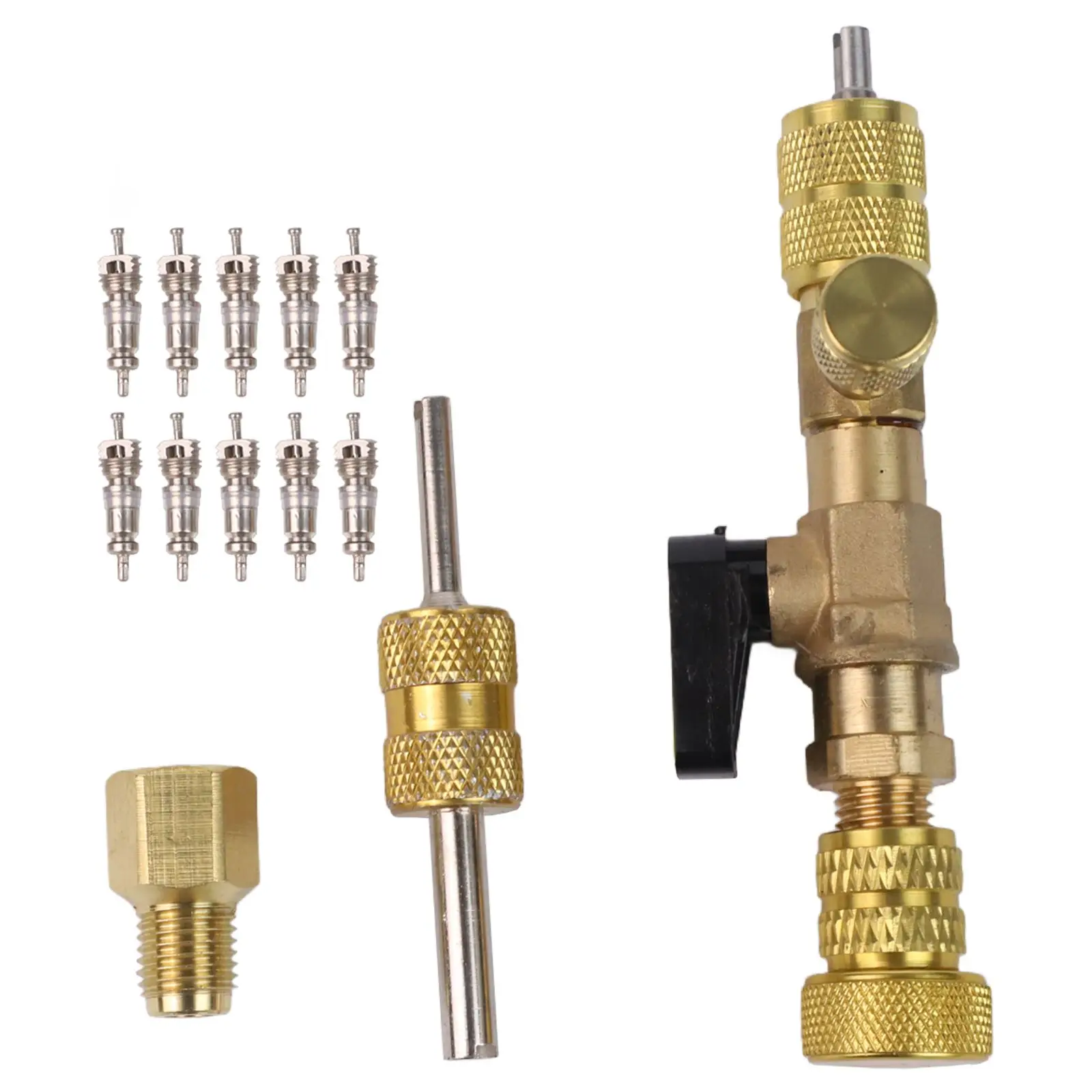 

Инструмент для замены сердечника Инструмент для клапана кондиционера 1 4 гнездовых портов SAE 5 16 гнездовых портов SAE для R410A для систем HVAC