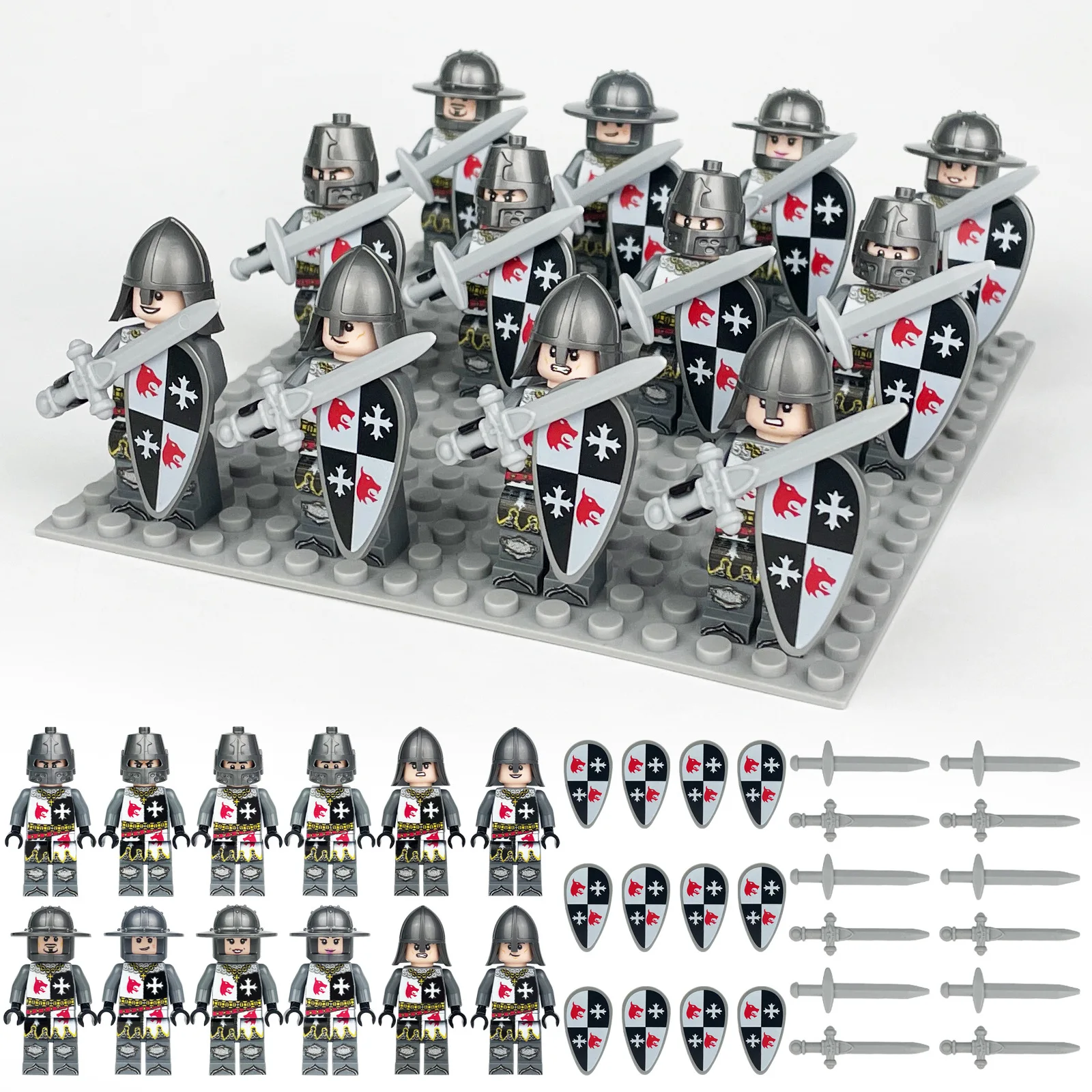 280 verschiedene mittelalterliche Ritter, römische Legion, Mini-Figuren-Bausteine, Lernspielzeug für Kinder, kleine Geschenke – Detail 35