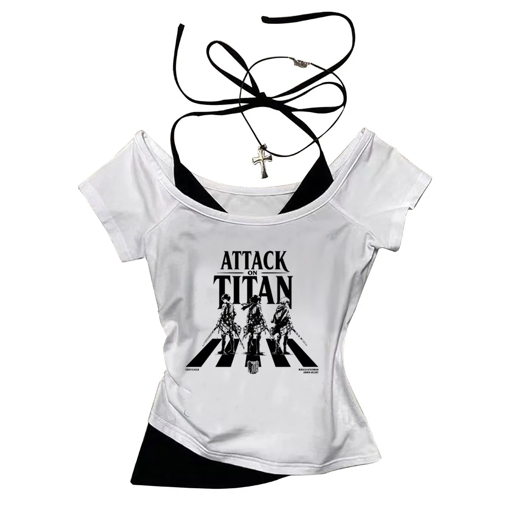 Attack on Titans crop top teen funny party scene  jojifuku meme tshirt party alternative  gyaru