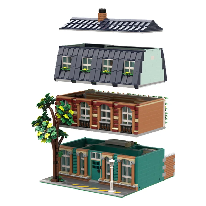 3332 PCS 시티 스트리트 스쿨 MOC 맞춤형 모듈식 빌딩 블록 심플 테크놀로지 브릭 모델 디자인 DIY 장난감 크리스마스 선물