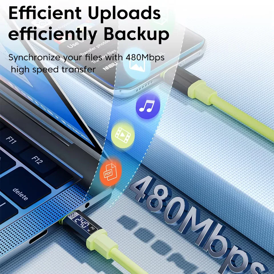 Cable USB Tipo C 240W PD Carga Rápida para iPhone Samsung Xiaomi Huawei, USB C a USB C Carga Rápida 4