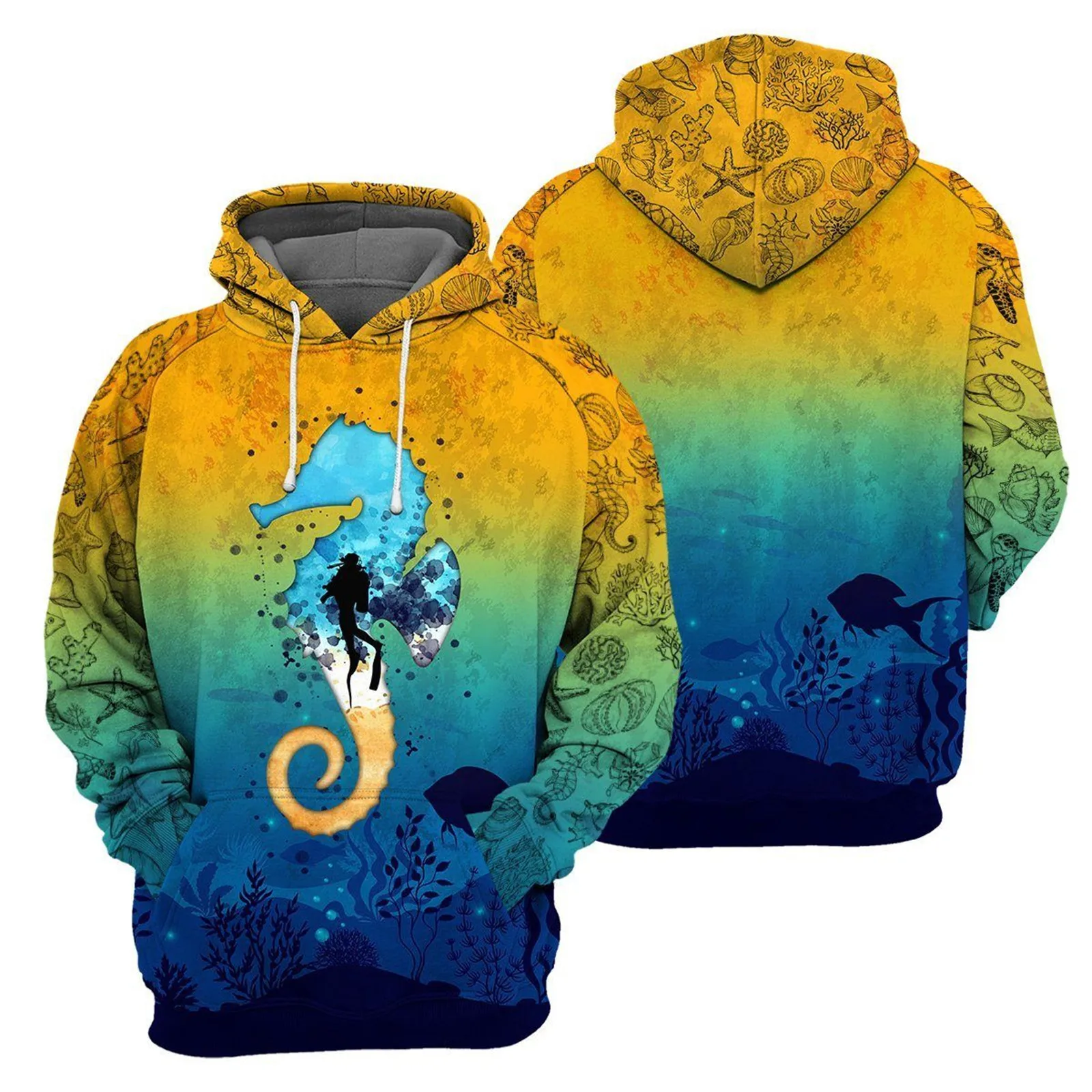 

HXScuba Diving Sea Horse Hoodies Fashion 3D Printed T-shirts Sweatshirts Zip Up Coats Casual Sportwear Men Clothing Dropshipping