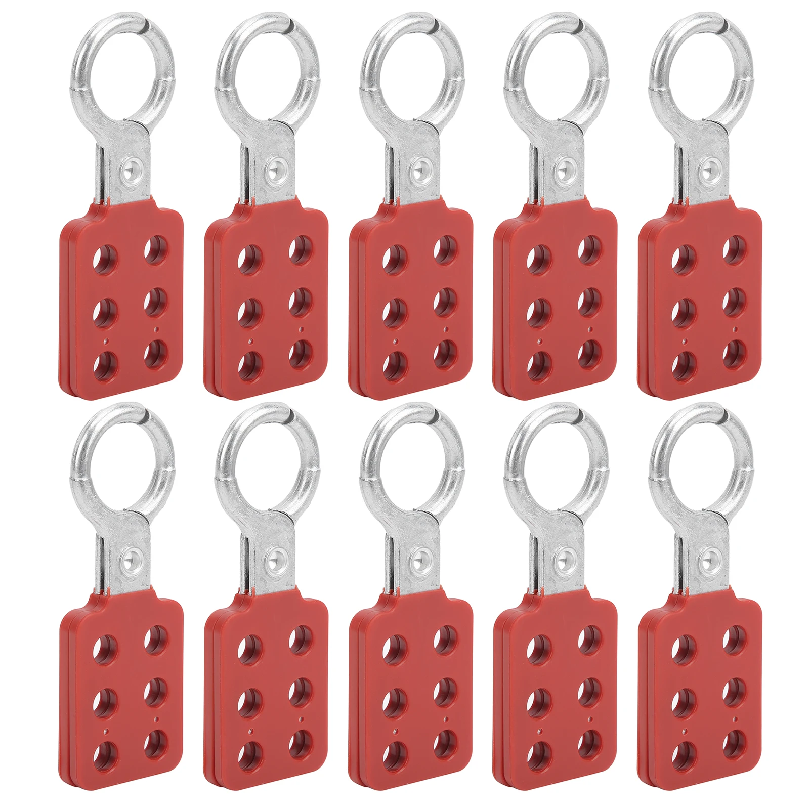 10pcs Lockout Hasp 25mm/1.0in 6 Holes Aluminium Red for Chemical Industry Electric Power Petroleum Coal Mine