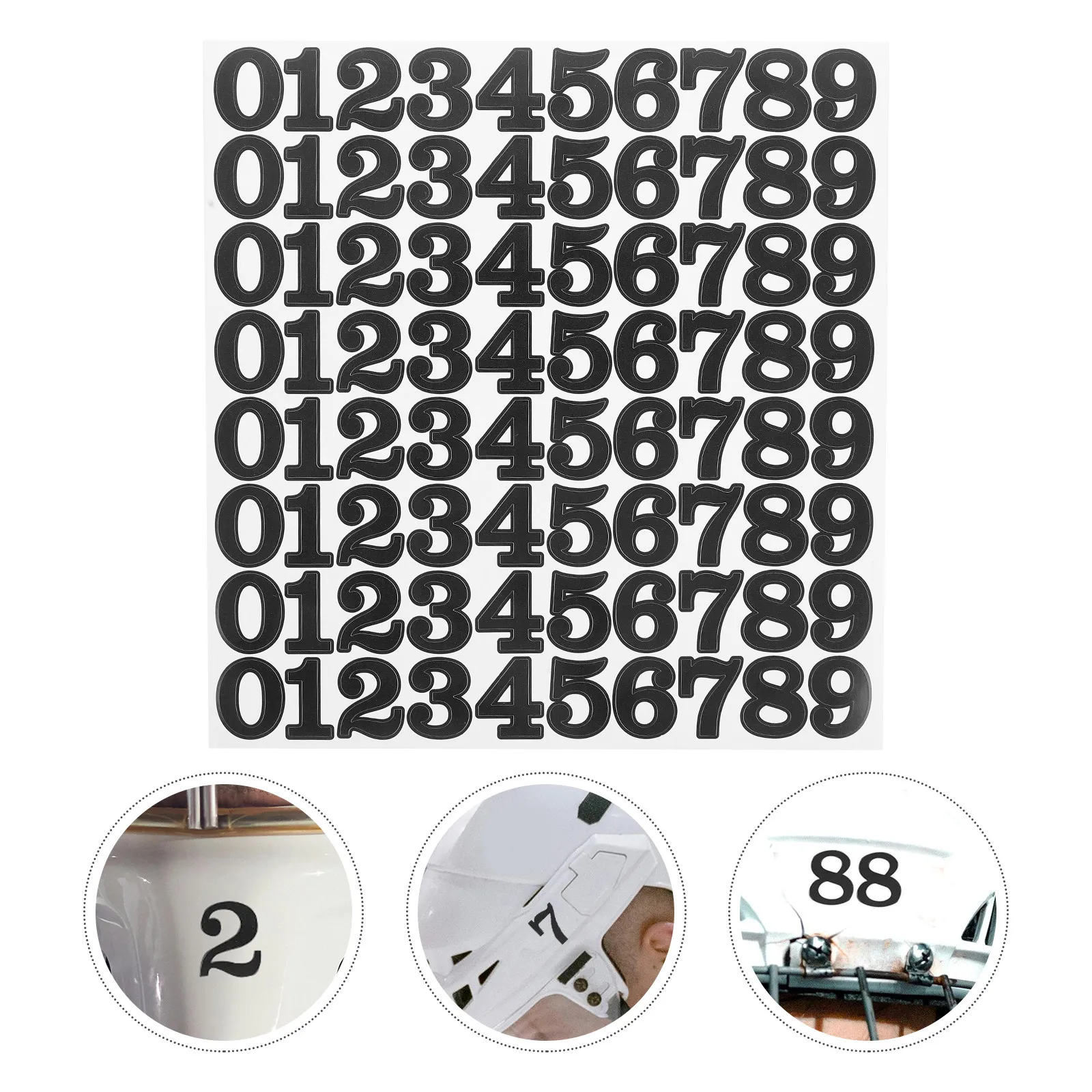 6Sheets Waterproof Number Stickers Self-Adhesive Vinyl for Football Hockey Baseball Softball Sports Helmets