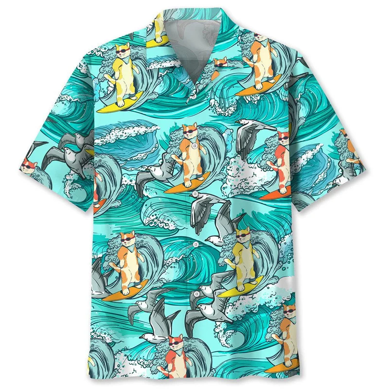 

Tropical Surfing Graphic Hawaiian Shirt For Men Summer Beach 3d Printed Short Sleeves Cool Streetwear Tops Lapel Button Blouse