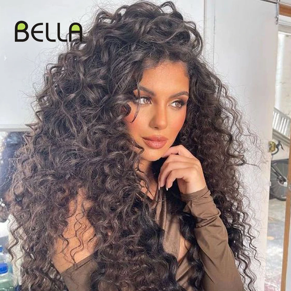 BELLA Lace Wigs Synthetic Deep Wave Curly Synthetic Lace Front Wig Blonde Wig Pink 30 Inch Hair Wigs For Black Women Cosplay