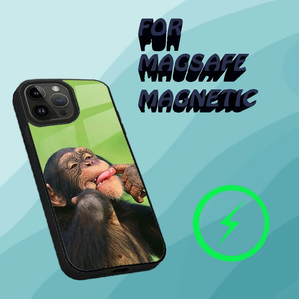 Monkey Sipping Caprisun Meme Phone Case For iPhone 15,14,13,12,11,Plus,Pro,Max Mini Magsafe Magnetic Wireless Charging