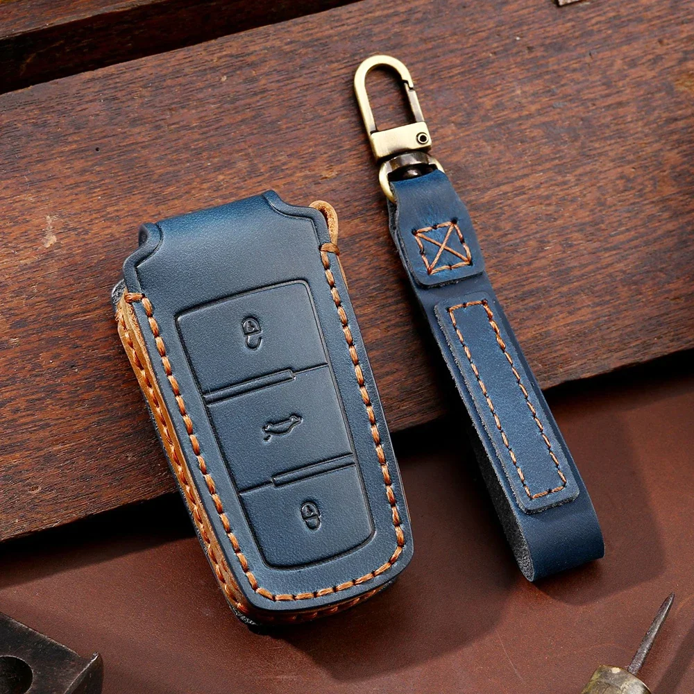 

1pc Leather 3 Buttons Remote Cover Key Case Funda Llave For Volkswagen VW Passat CC B6 B7 SS 3C Magotan CC Passat R36 3c5