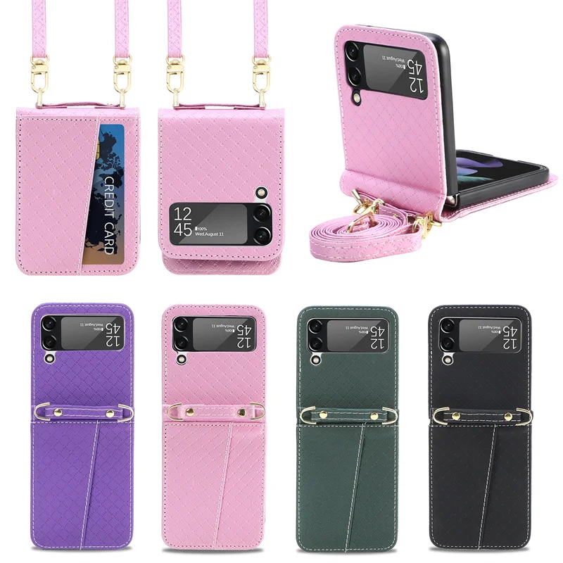 Crossbody Box Add-in Card Wallet Leather Case for Samsung Galaxy Z Flip 4 Flip 4 Flip 3 Flip 3 5 G Card Holder Phone Cover Coque