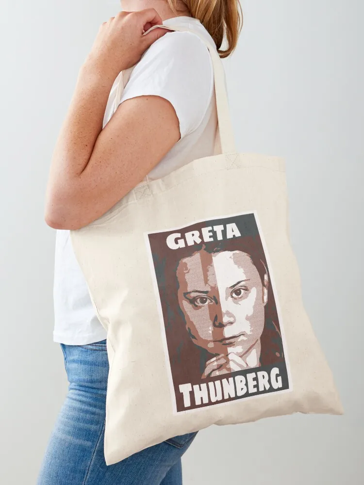 

For Men Women Greta Thunberg Retro Wave Tote Bag shopper bags for women Women's beach bags tote bag women Gift bags