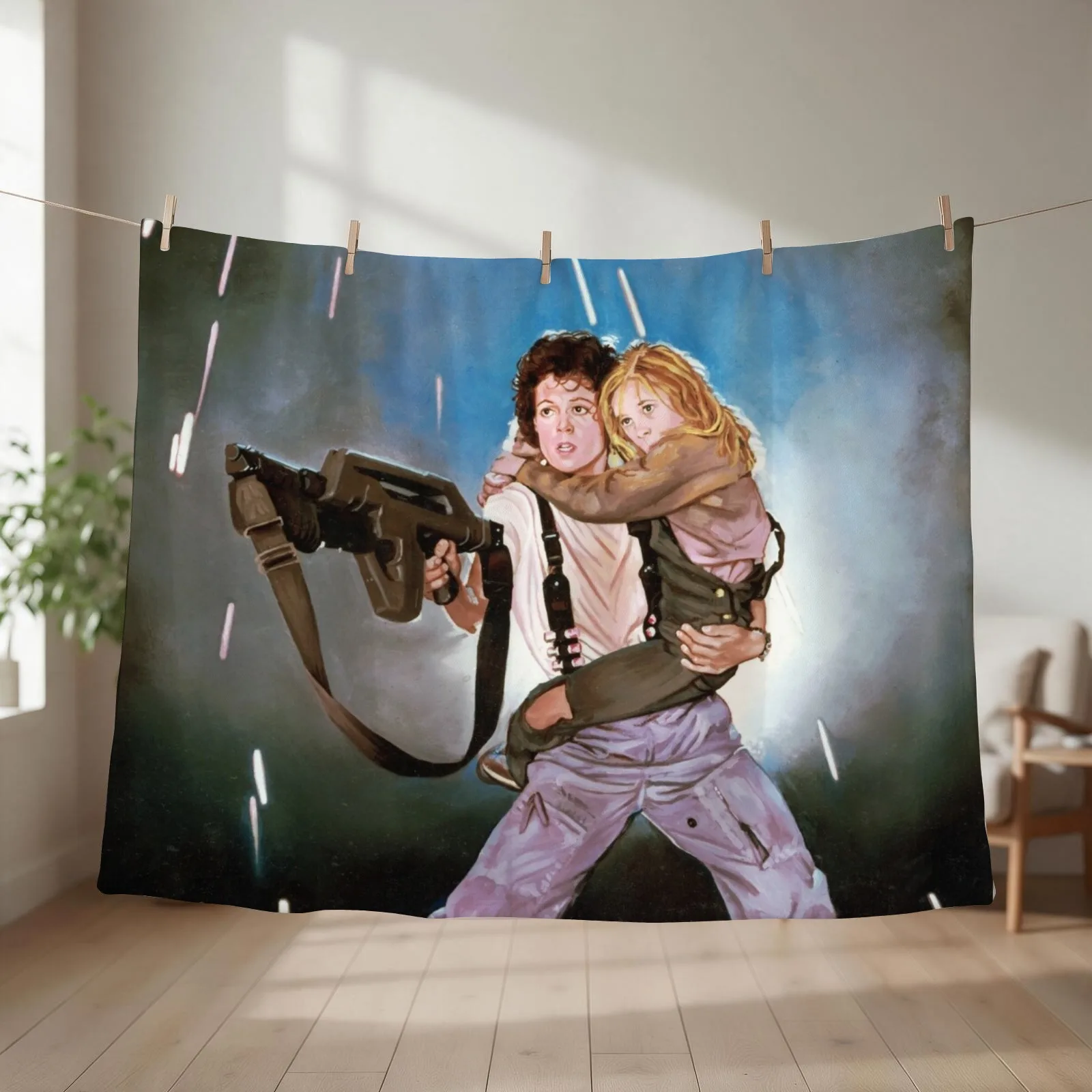 Aliens Ripley and Newt Throw Blanket couch cozy soft plush fuzzy picnic outdoor blanket