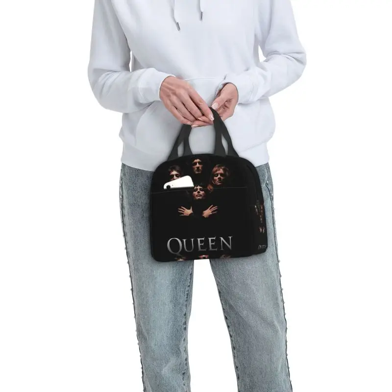 Freddie Mercury Queen Band Insulated Lunch Tote Bag for Women Portable Thermal Cooler Food Lunch Box Work School Travel