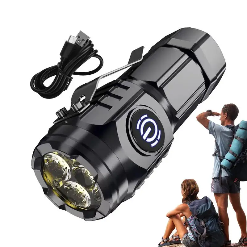 

USB Rechargeable LED Flashlights Bright Flashlight Water Resistant Compact Drop Resistant Small Flashlight With 5 Modes For Camp