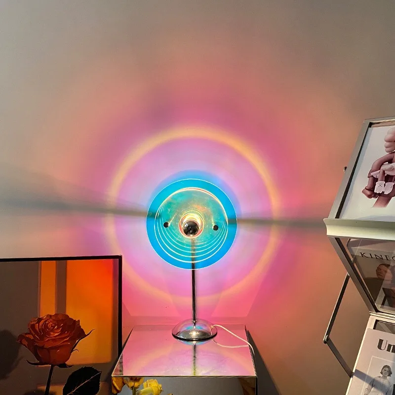 Lampa stołowa Sunset projekcja Rainbow lampka nocna atmosfera dekoracja wnętrz USB LED oświetlenie fotograficzne do dekoracji ścian