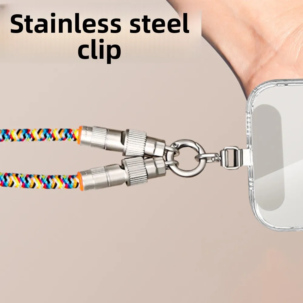 Type C Data Cable Mobile Phone Lanyard 2 in 1 Anti-lost Fast Charging Phone Strap with Patch Braided Phone Hanging Rope