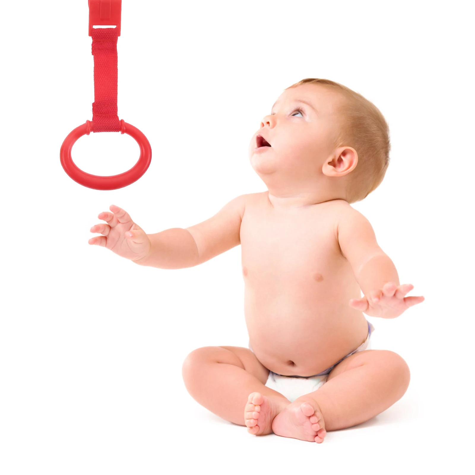 

4 Pcs Baby Stand Up Rings Colorful Durable Smooth Surface Practical Use Baby Crib Rings Pull Cot Hanging Bed Hand Newborn