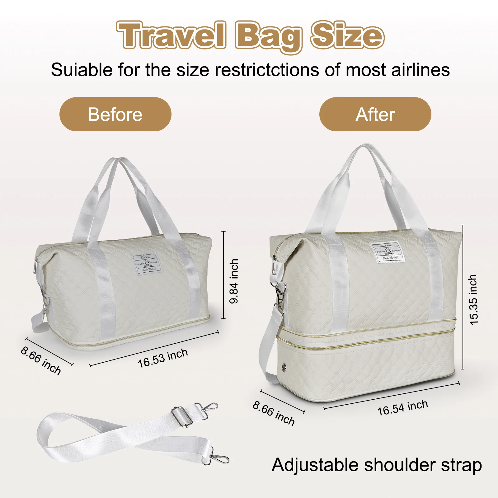 حقيبة المشتري للسفر من القماش الخشن لخطوط الجوية، حقيبة حمل للنساء خفيفة الوزن ذات سعة كبيرة، رحلة عطلة نهاية الأسبوع، حقيبة رياضية للجيم، حقيبة سفر