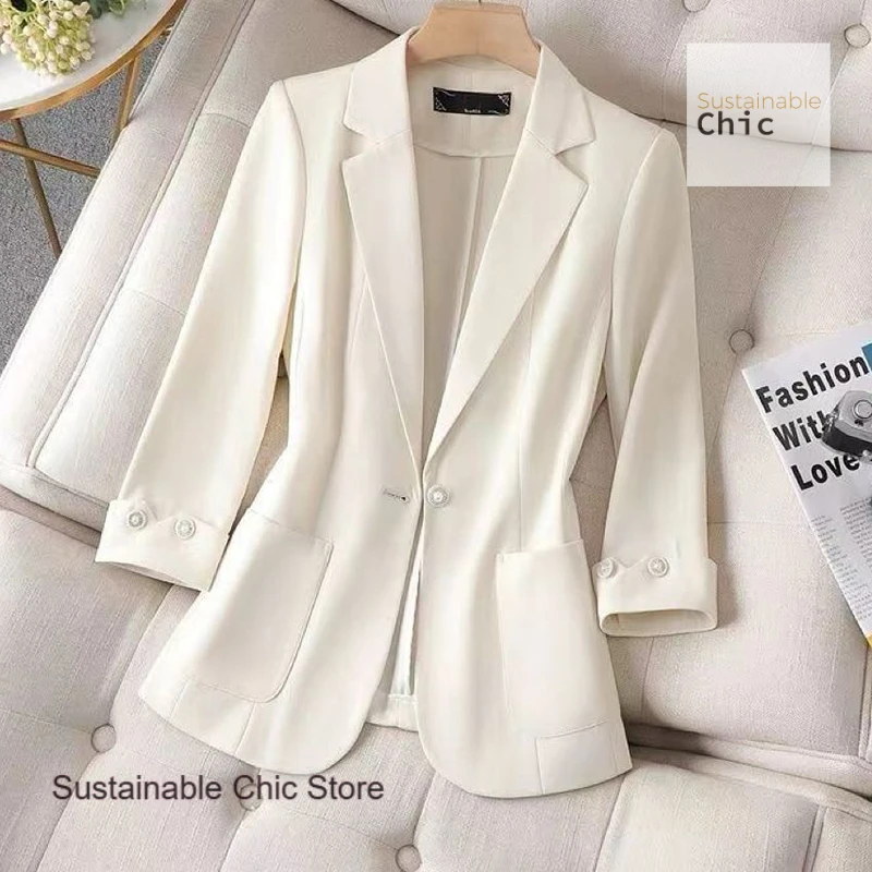 Korean version of the thin suit slim coat female summer short temperament slim casual seven-point sleeve Joker  women clothing