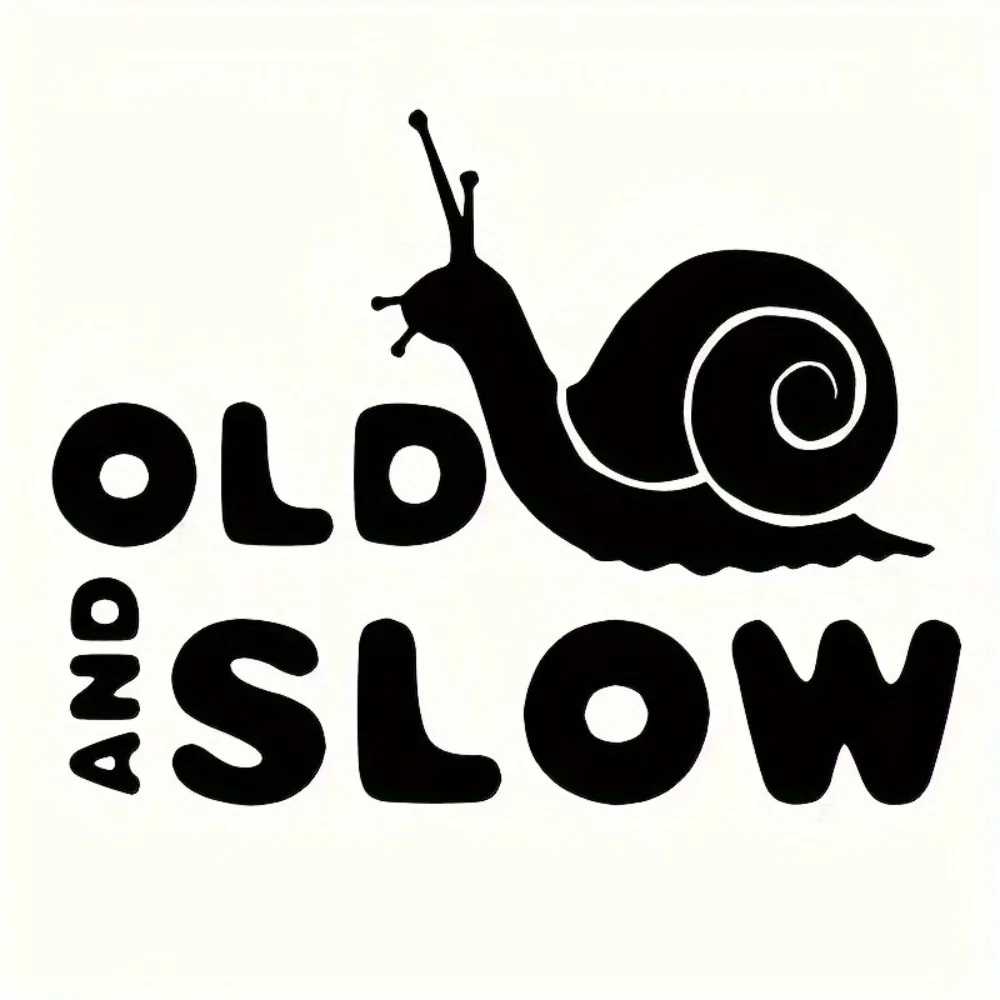 

Humorous Spiral Shaped Elderly Figures And Slow Graphic Vinyl Car Sticker Labels Cartoon Irregular Self Adhesive Stickers