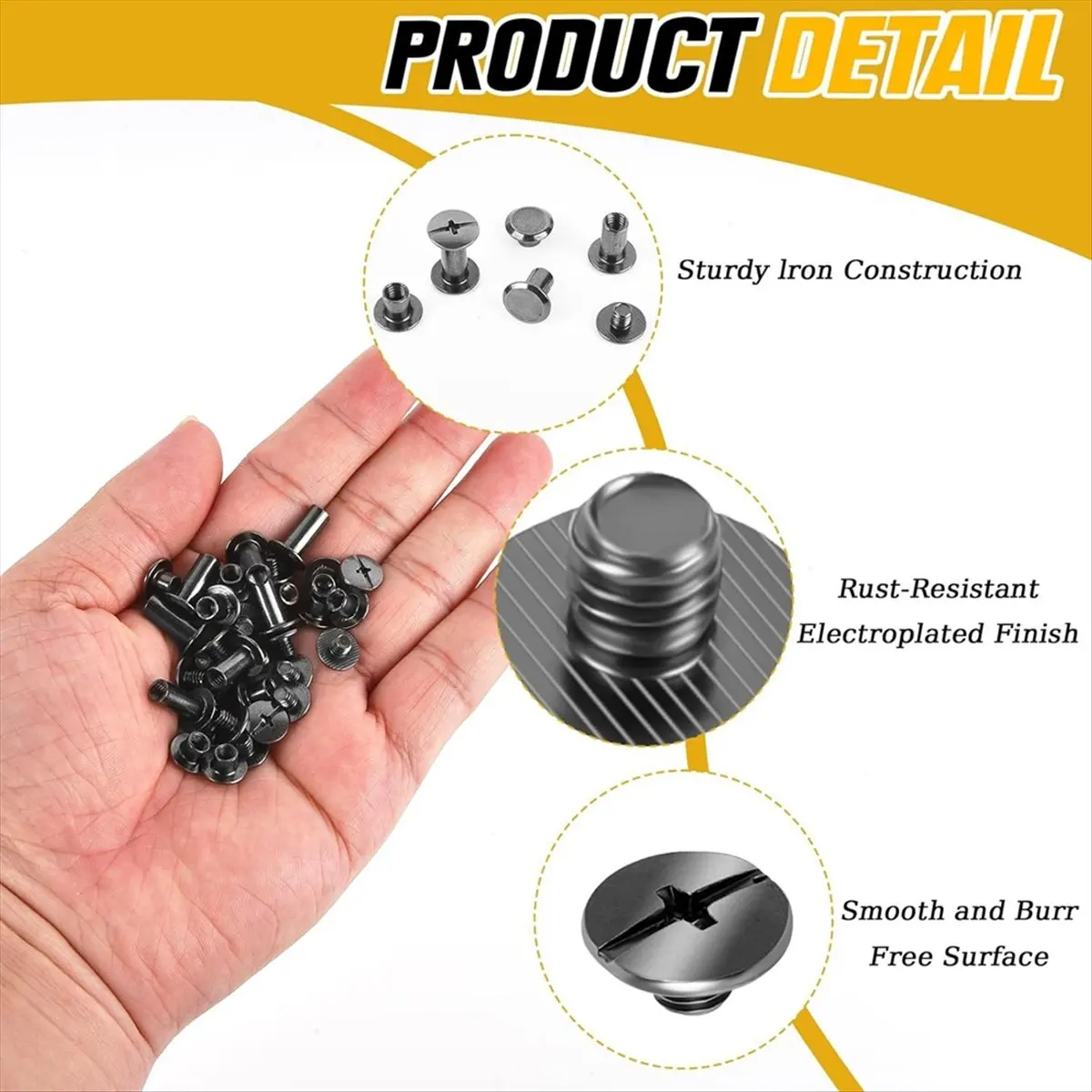 【Tools & Parts】 Binding Screws Assorted Kit,M5x4/5/6/8/10/12mm Book-Binding Rivets with Punch Screwdriver,Screw Rivets for DIY L