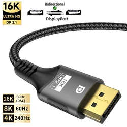 Cabo DisplayPort 2.1 16K DP 2.0 16K @ 60Hz,8K @ 120Hz,4K @ 240Hz 165Hz144Hz 80Gbps HDR, HDCP DSC 1.2a Monitores compatíveis 4090 7900xtx