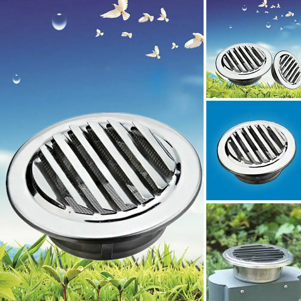 1pc Stainless Exterior Wall Air Vent Grille Louver Flat Circular Air Outlet  Air Vent Ventilation Grilles for RV Camper 100mm