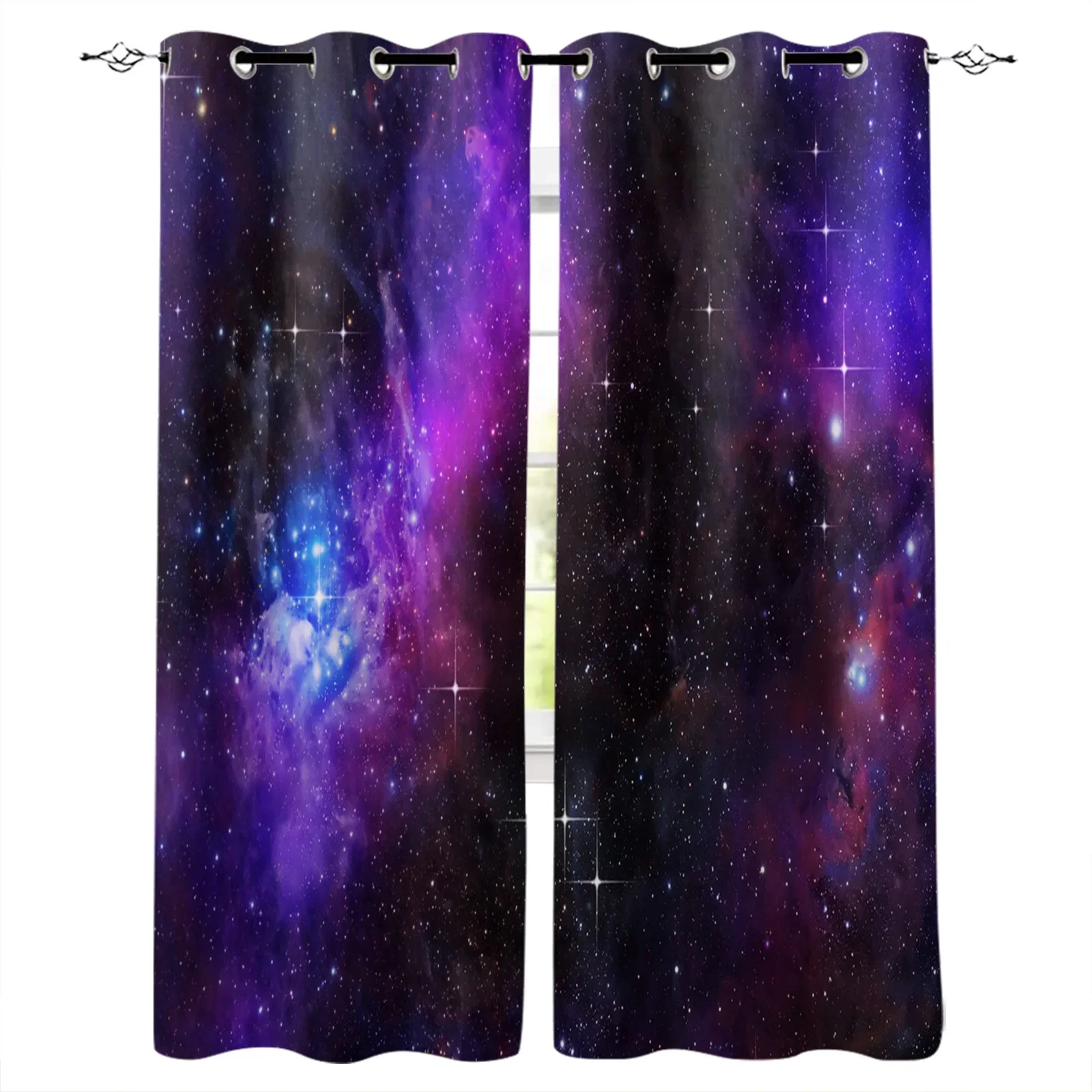 Purple Nebula Starry Sky Blackout Curtains Window Curtains For Bedroom Living Room Decor Window Treatments