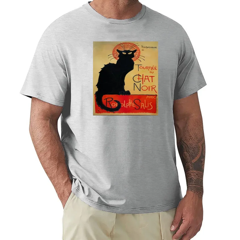 Tournee du Chat Noir' by Theophile Steinlen (Reproduction) T-Shirt plus size tops anime clothes oversized t shirt men