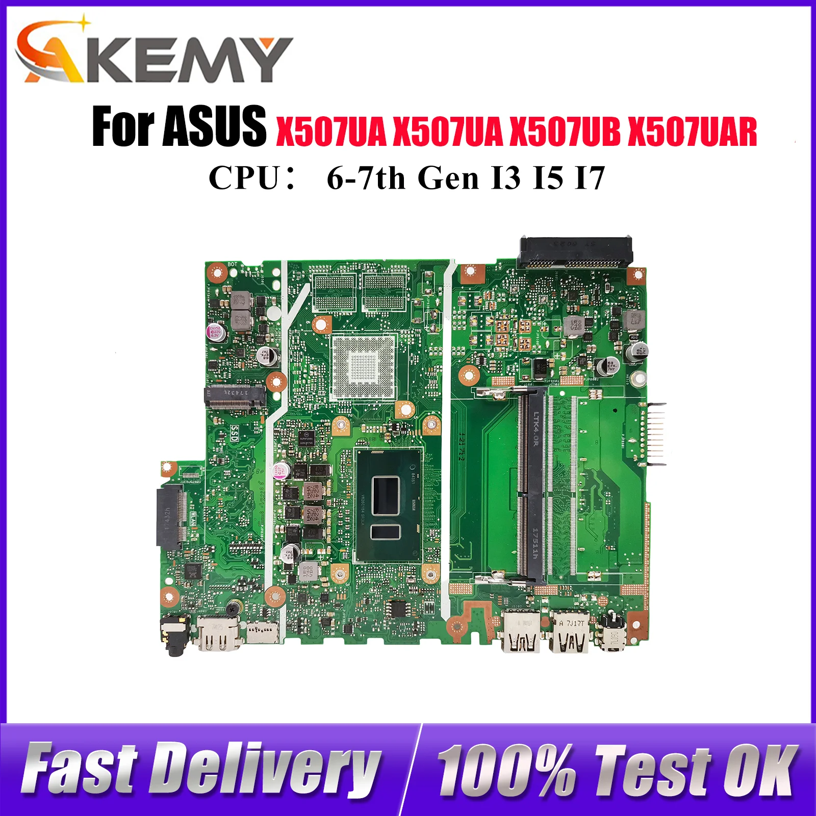 

X507UA Материнская плата для ноутбука ASUS X507UBR X507UF X507U F507U Y5000U X507UA X507UAR X507UB X507UFR A507U Материнская плата I3 I5 I7 CPU
