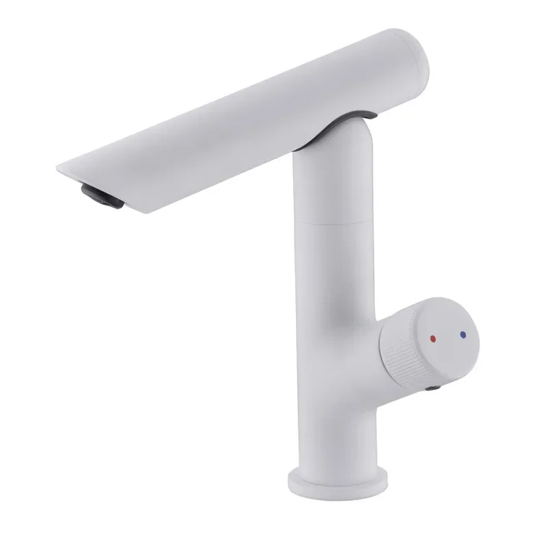 

Брызгозащищенный смеситель для умывальника в ванной комнате, белый смеситель для горячей и холодной воды с одним отверстием для проживания в семье