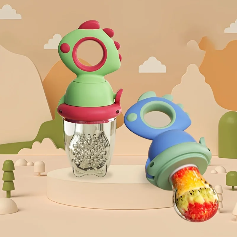 

Вращающаяся детская кормушка для фруктов с динозавром, силиконовая кормушка для молодежи и молодежи — пищевой класс, безопасное кормление, успокаивающий предмет