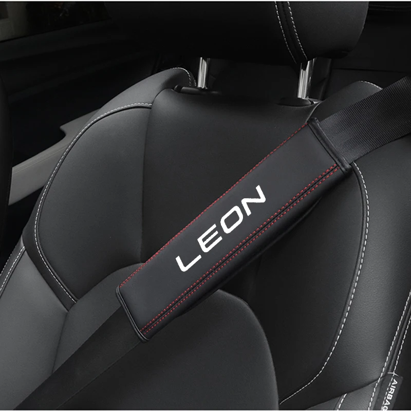 2Pcs Leather Car Safety Belt Shoulder Cover Pads For Seat LEON 2010 2014 2016 2022 mk3 mk2 mk1TARRACO Car Accessories