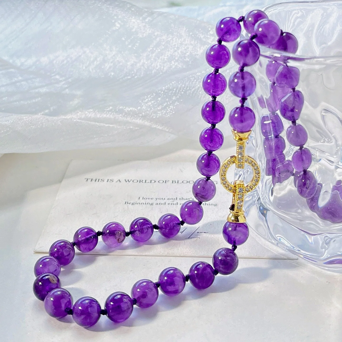 

8Mm Natural Royal Amethyst Necklace Clavicle Chain