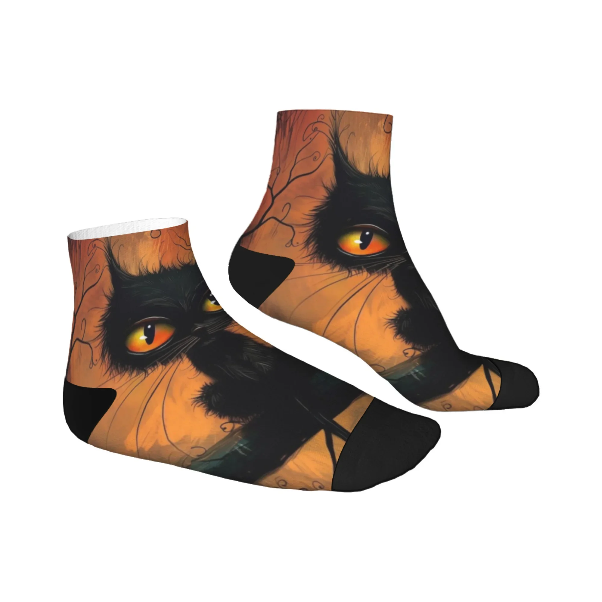 Retro gato meias curtas mistura de poliéster confortável meias casuais para mulheres unissex macio respirável leve moda
