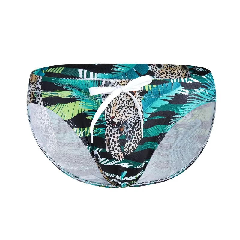 Printed swimming trunks, color pattern men's printed swimming trunks, air-dried low-rise triangular flowers, new men's clothing