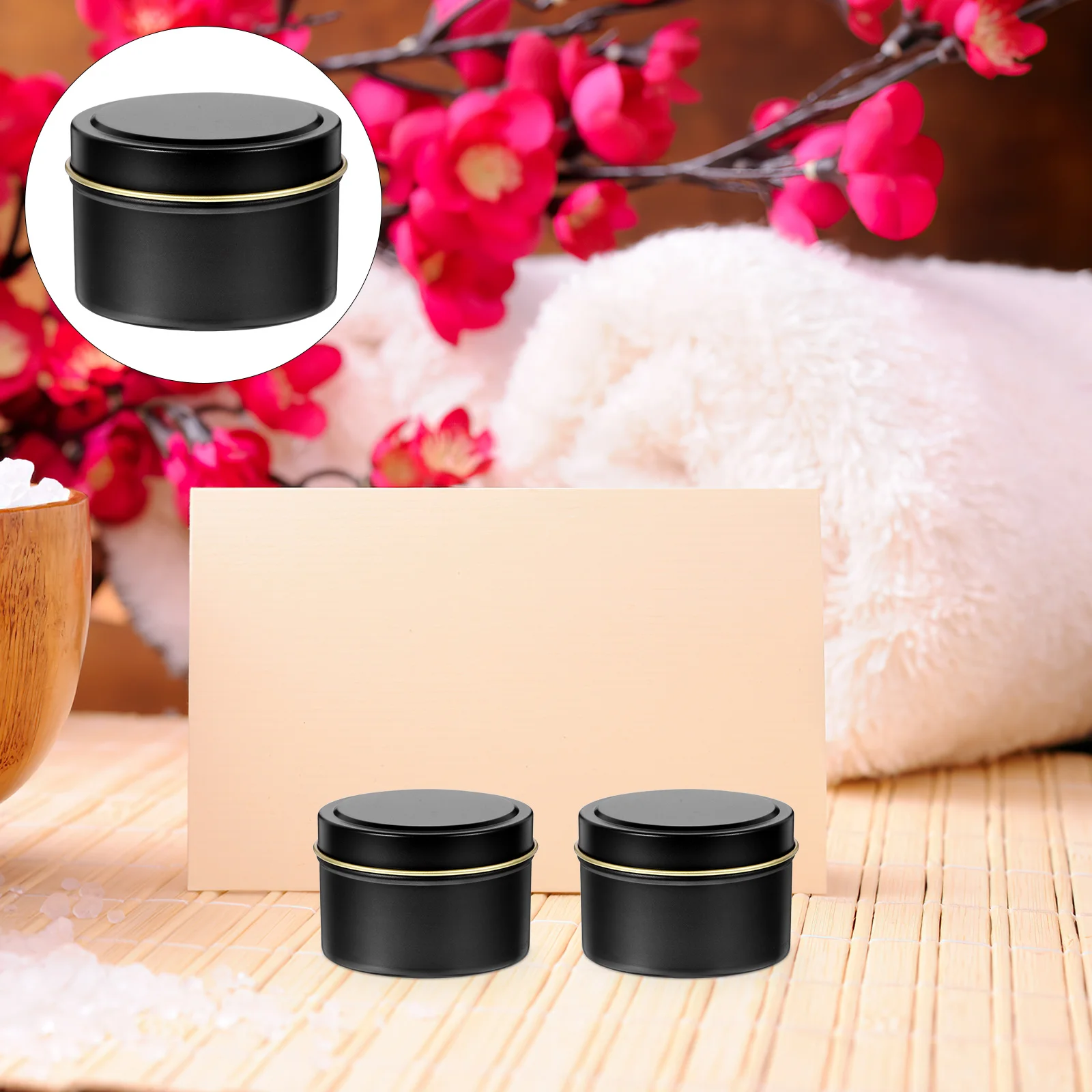 

4Pcs DIY Empty Metal Jars Small Round Tins Iron Containers for Making Storage Essential Oil Holders