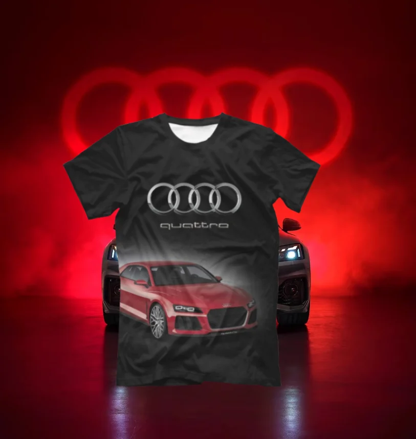 

Новинка 2025 года, топ для гоночного мотоцикла, дышащая футболка для занятий спортом на открытом воздухе Audi, летняя мужская повседневная спортивная уличная футболка с короткими рукавами