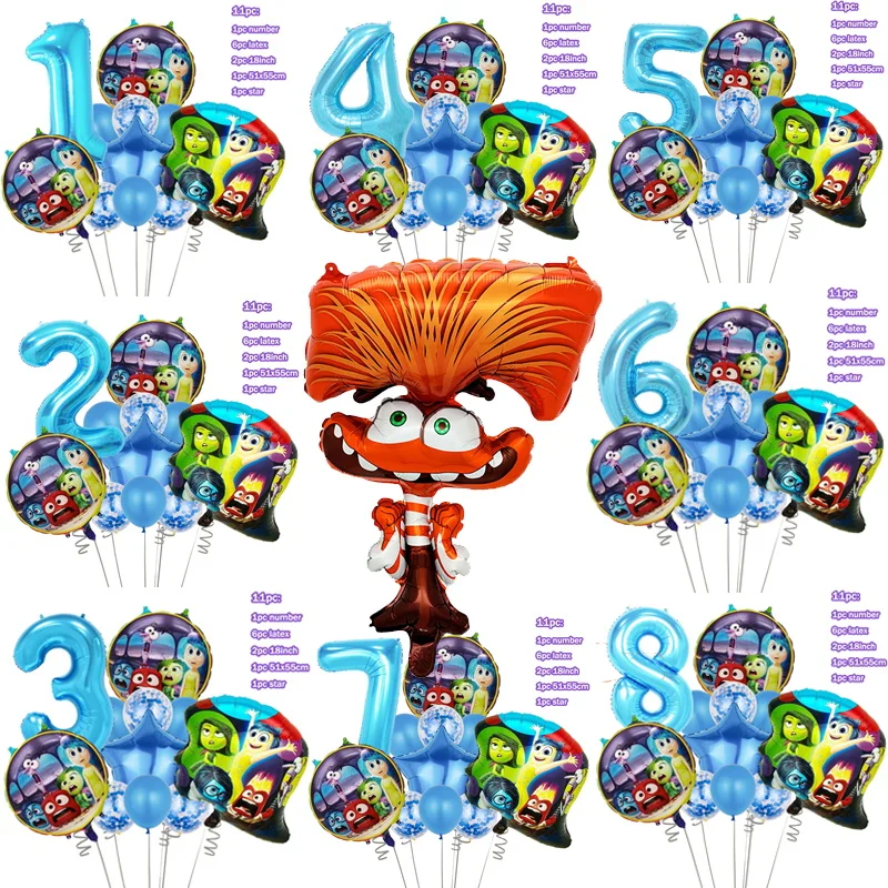 Disney Inside Out 2 Happy Birthday Balloons Inside Out Party Decorations Kit Paper Plates Napkins Cups Backdrop Child Deco Gifts