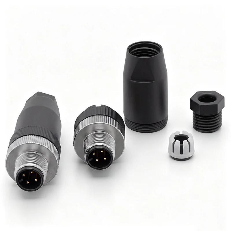 BYXGD M12 Solder‑Free Waterproof Circular Connector A/D Coding Straight Unshielded 4‑8Pin Male Female for Sensor PLC Automation